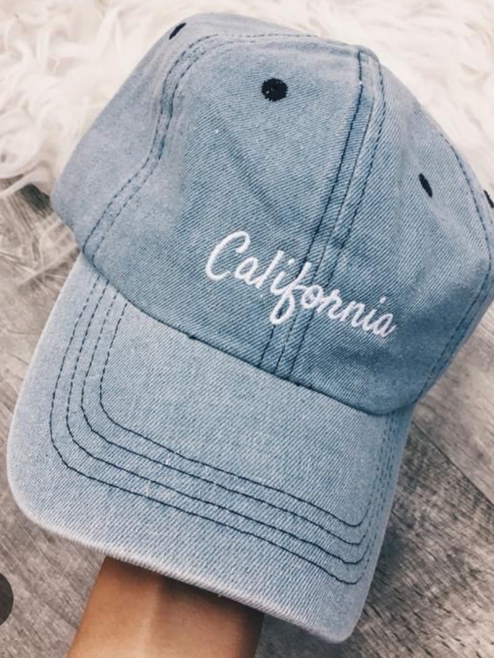 Brandy Melville Light Blue 'California' Embroidered Baseball Cap